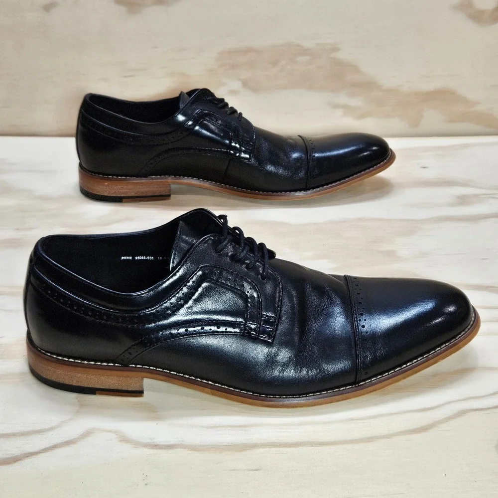 Stacy Adams Dickinson Mens Black Leather Cap Toe Oxford Shoes 25066-001 10.5M